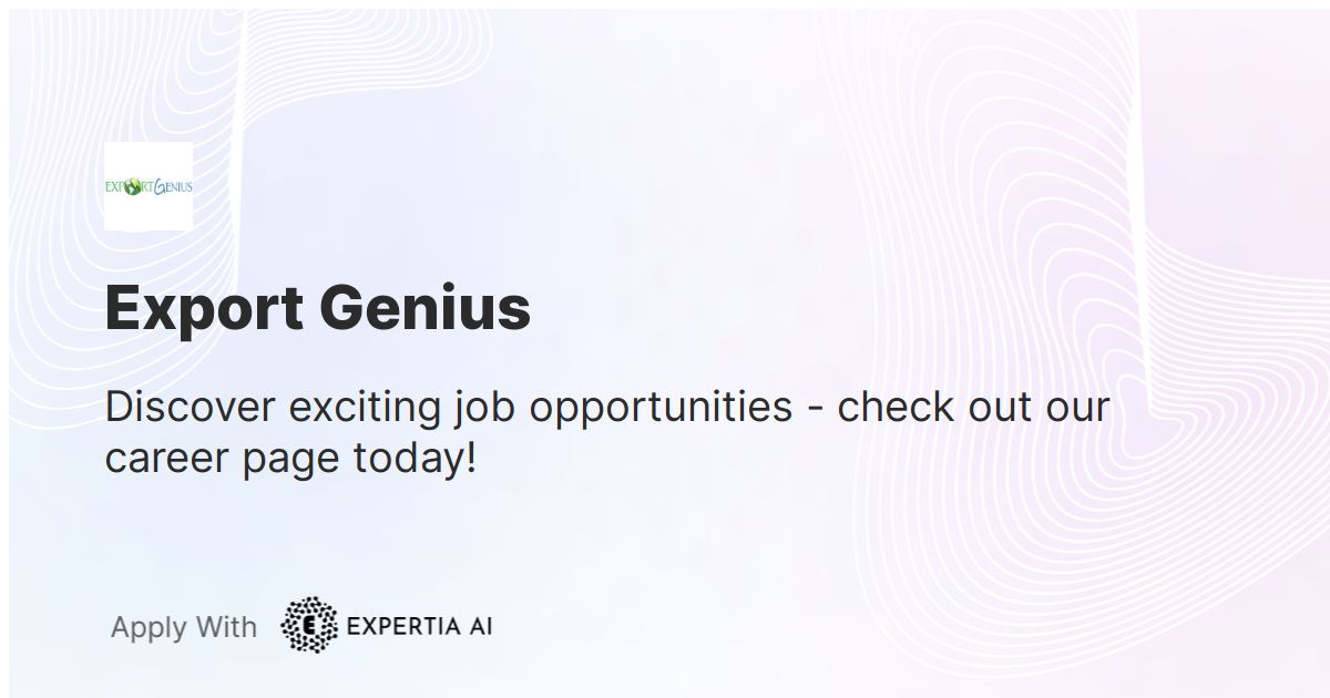 Export Genius Career Page | Jobs
