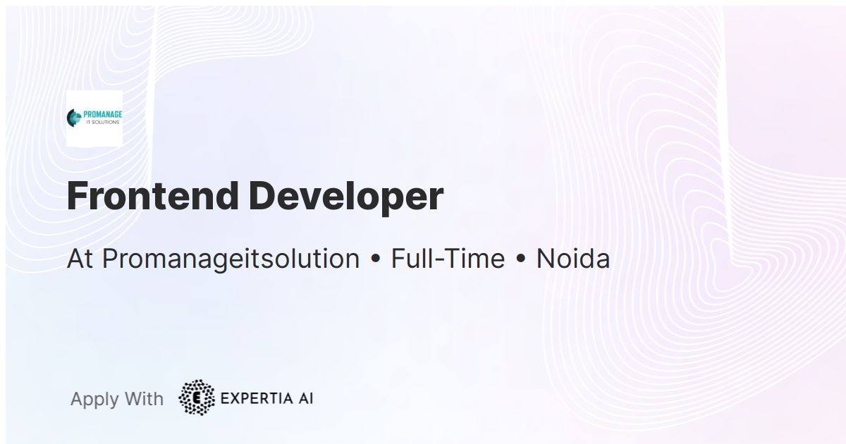 Frontend Developer Job | Noida | Junior