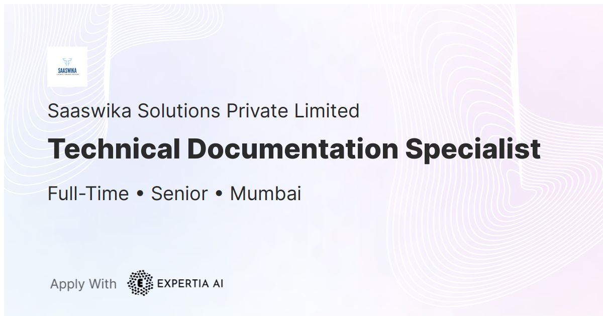 Technical Documentation Specialist Job Mumbai Senior Technical documentation specialist job mumbai senior