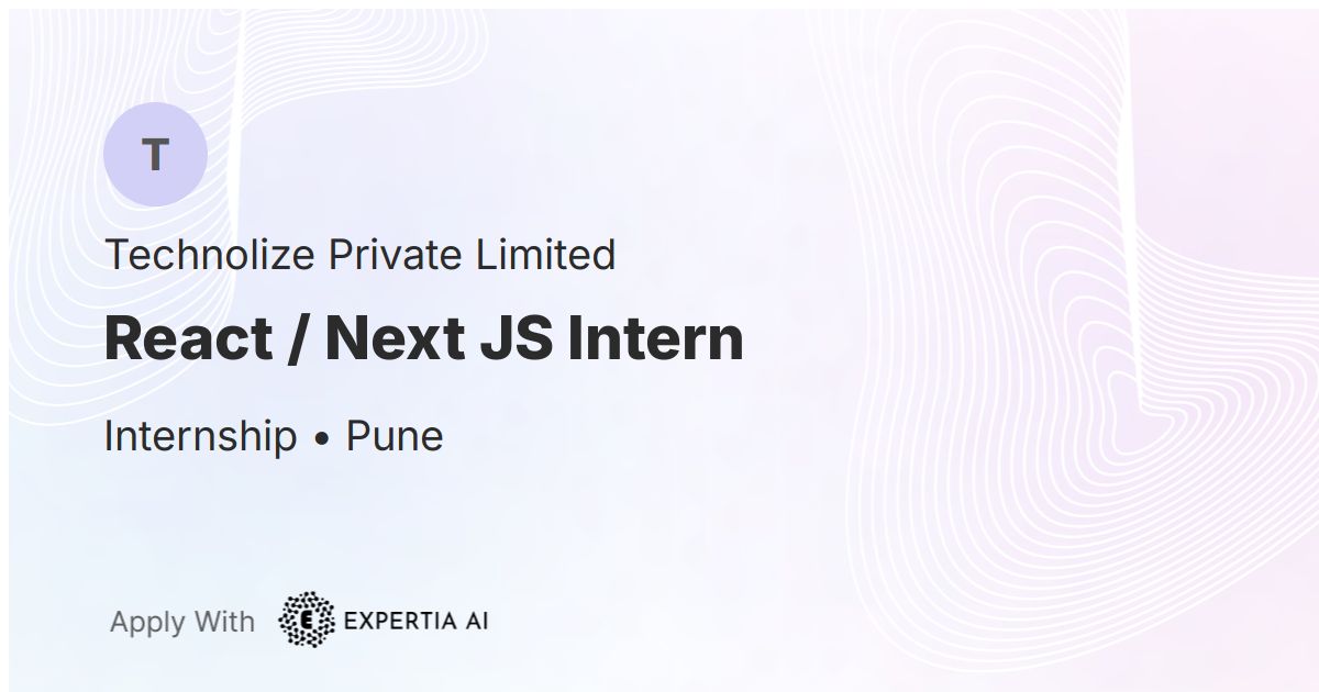 React / Next JS Intern Job | Pune | Fresher