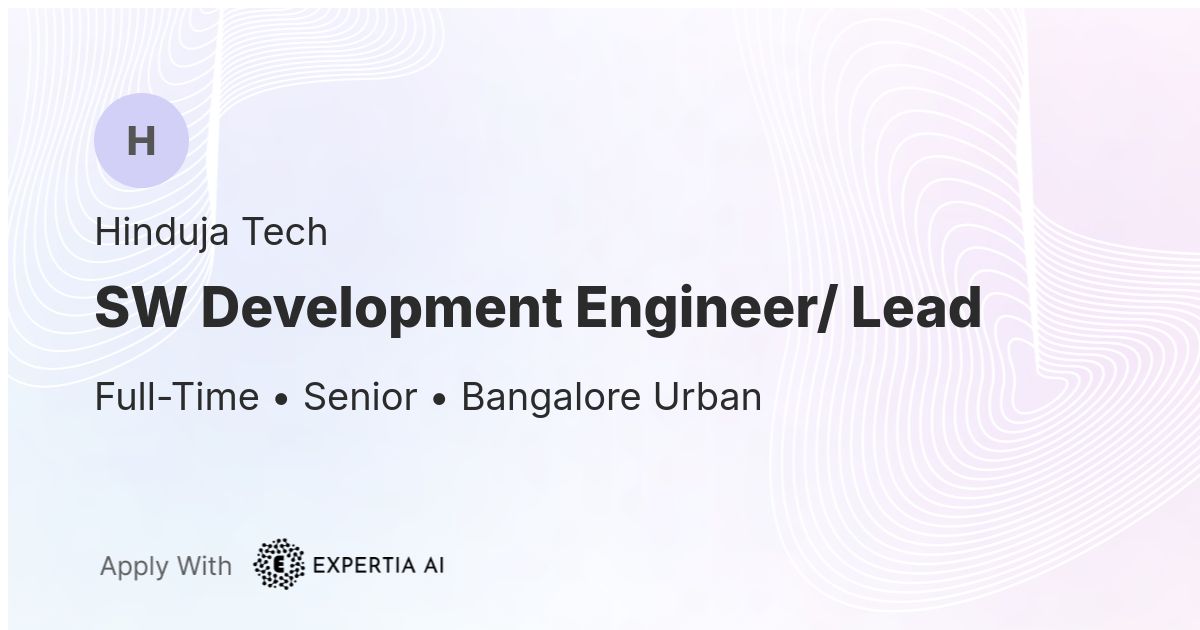 SW Development Engineer/ Lead Job | Bangalore Urban | Senior